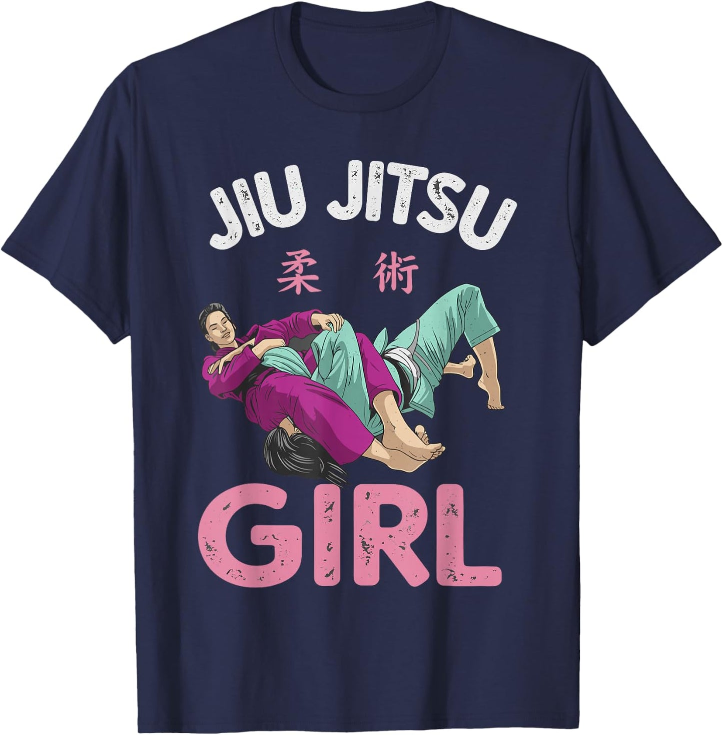 Brazilian Jiu Jitsu Shirt, Funny BJJ Roll Like a Girl T-Shirt - T-Shirt | Navy