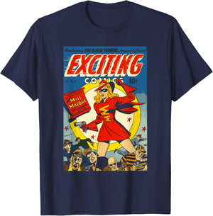 Vintage Comic Book Cover : 1940s Exciting Comics #53 T-Shirt - T-Shirt | Navy