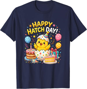 Happy Hatch Day Baby Chicken B-Day Happy Birthday T-Shirt - T-Shirt | Navy