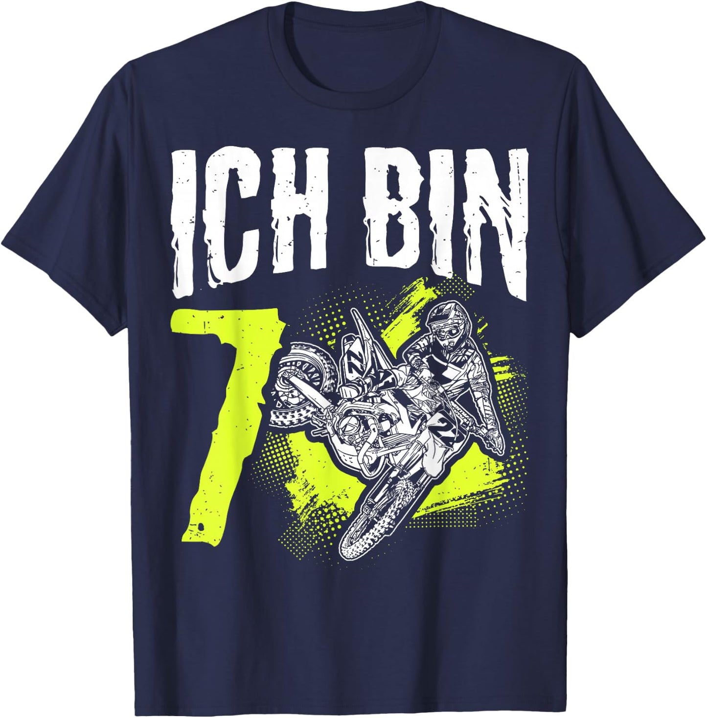 I Am 7th Birthday Motocross Gift , black T-Shirt - T-Shirt | Navy