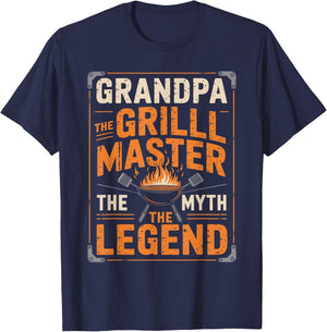 Grandpa The Grill Master The Myth The Legend T-Shirt - T-Shirt | Navy