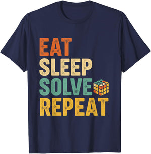 Eat Sleep Solve Repeat Cubing Puzzle Cuber Cube T-Shirt - T-Shirt | Navy