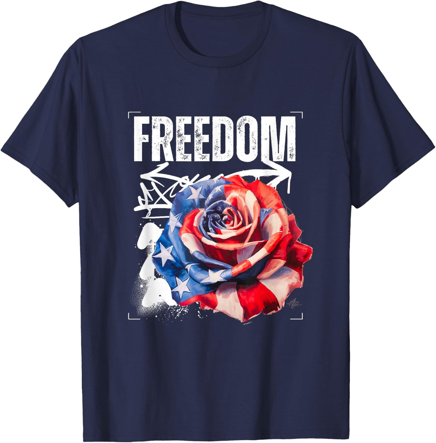 Streetwear Graphic Dark Floral Urban Aesthetic, Fashion T-Shirt - T-Shirt | Navy