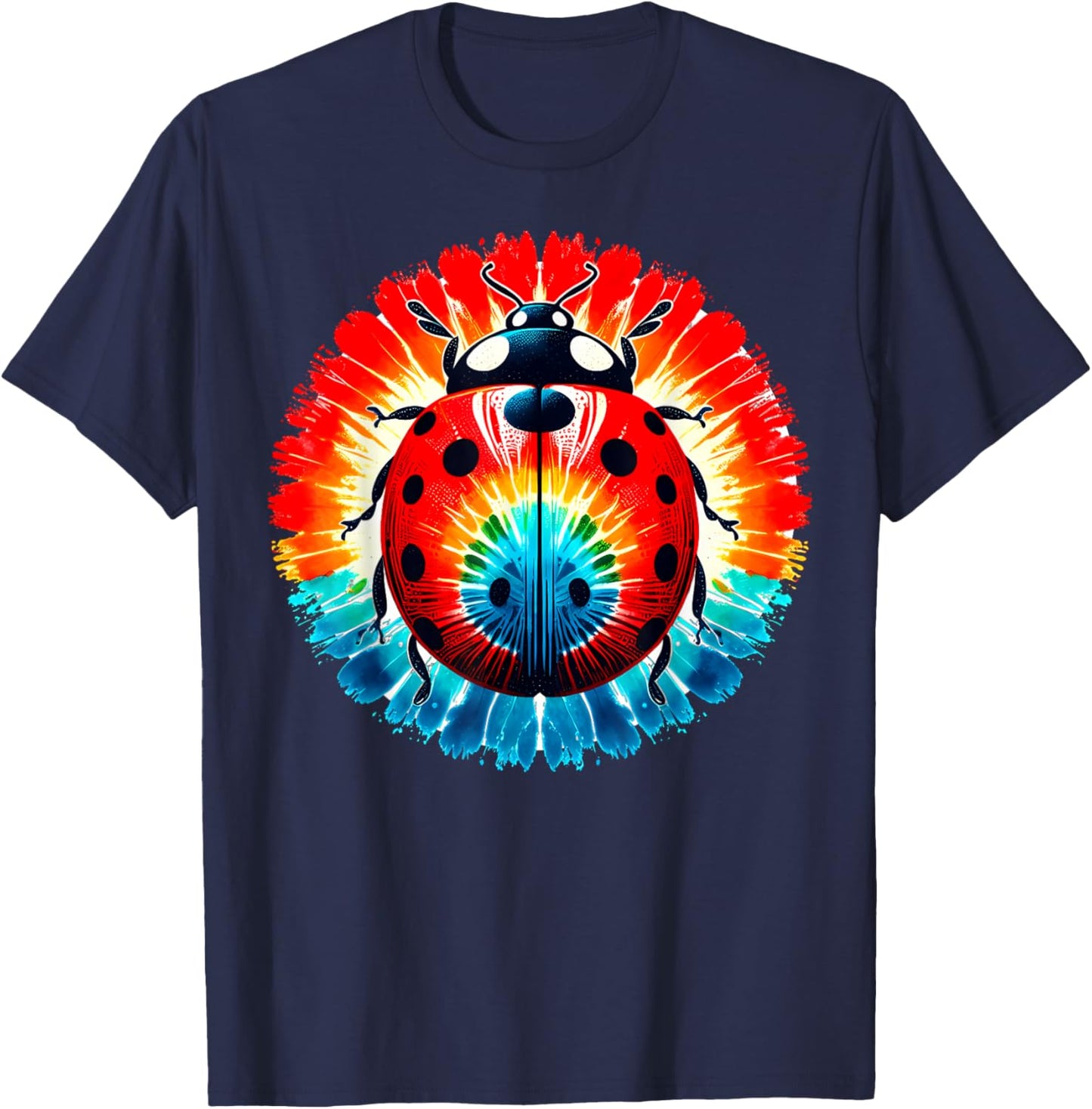 Cool Graphic Tie Dye Sunglasses Ladybug Illustration Art T-Shirt - T-Shirt | Navy