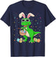 Easter T Rex Bunny Ears Dinosaur Eggs Easter Day Kids Boys T-Shirt - T-Shirt | Navy