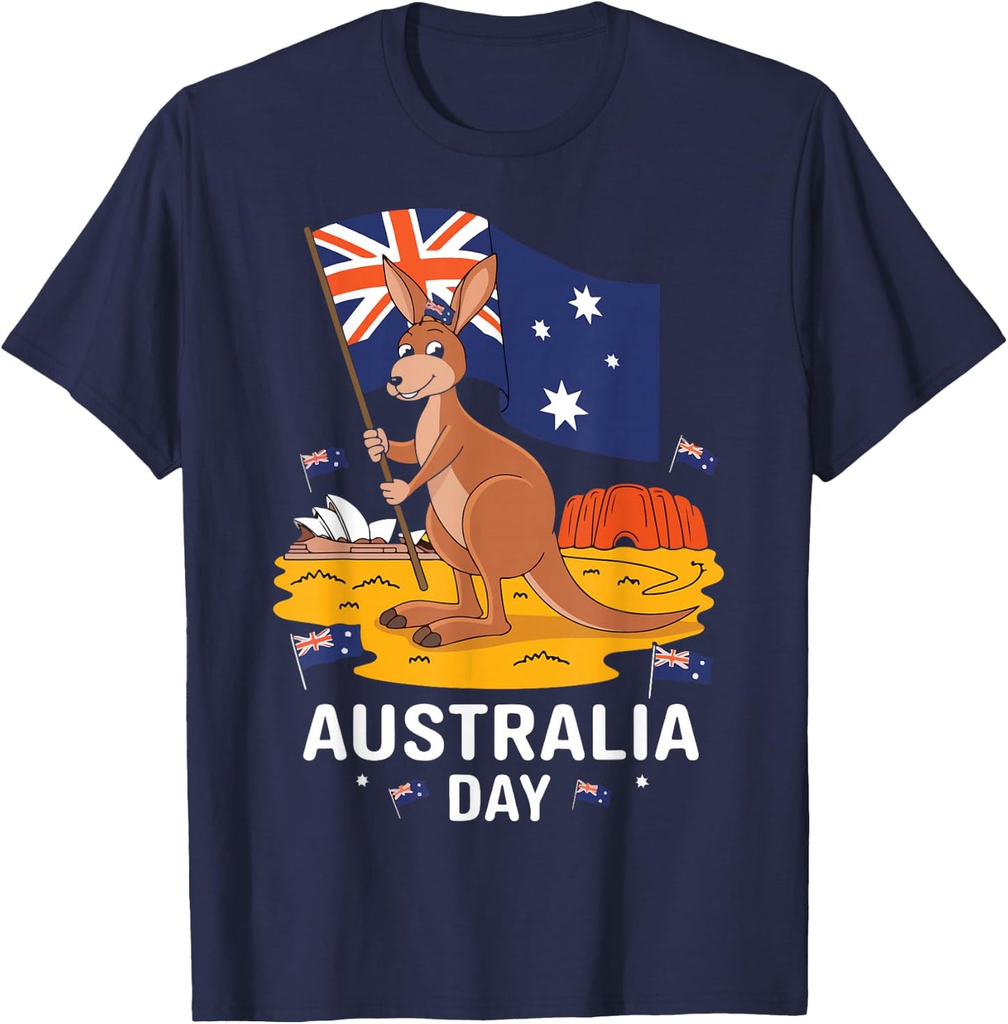 Australia Day Sydney Patriotic Kangaroo , Black, S T-Shirt - T-Shirt | Navy