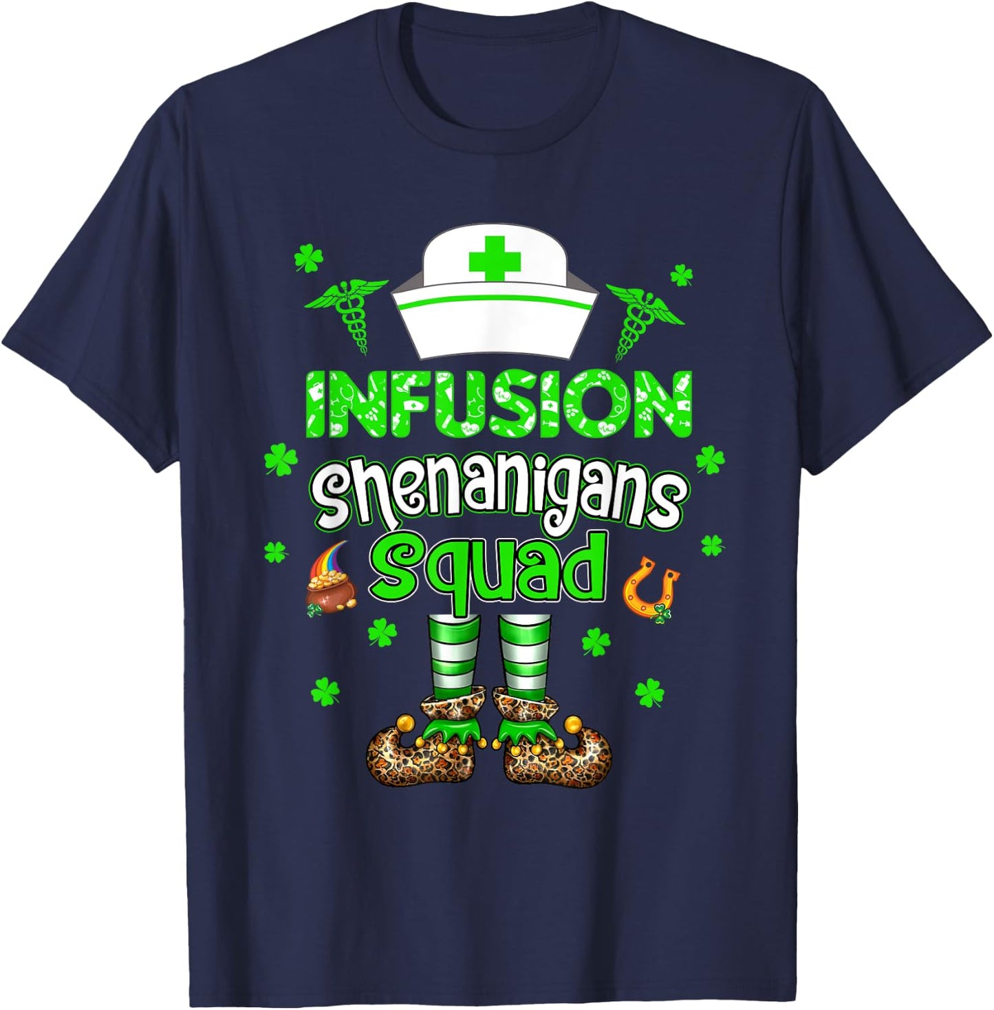 Infusion Shenanigans Squad Family Group Nurse St Patrick Day T-Shirt - T-Shirt | Navy