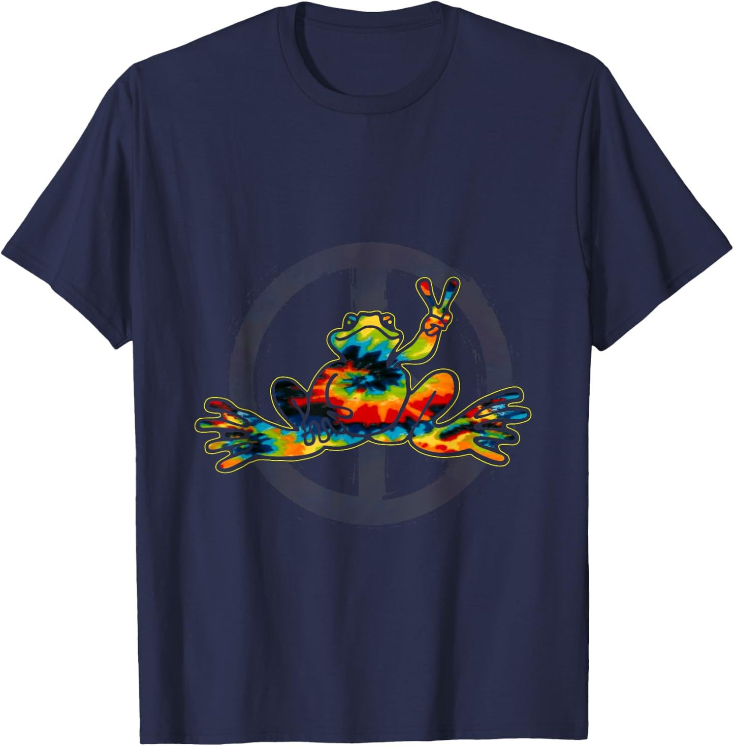 Cool Peace Frog Tie Dye 1960s Fashion Nonconformists T-Shirt - T-Shirt | Navy
