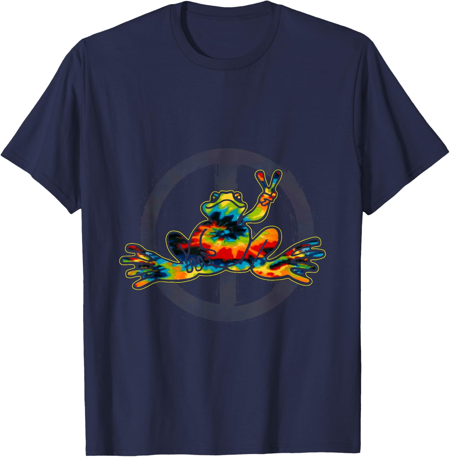 Cool Peace Frog Tie Dye 1960s Fashion Nonconformists T-Shirt - T-Shirt | Navy