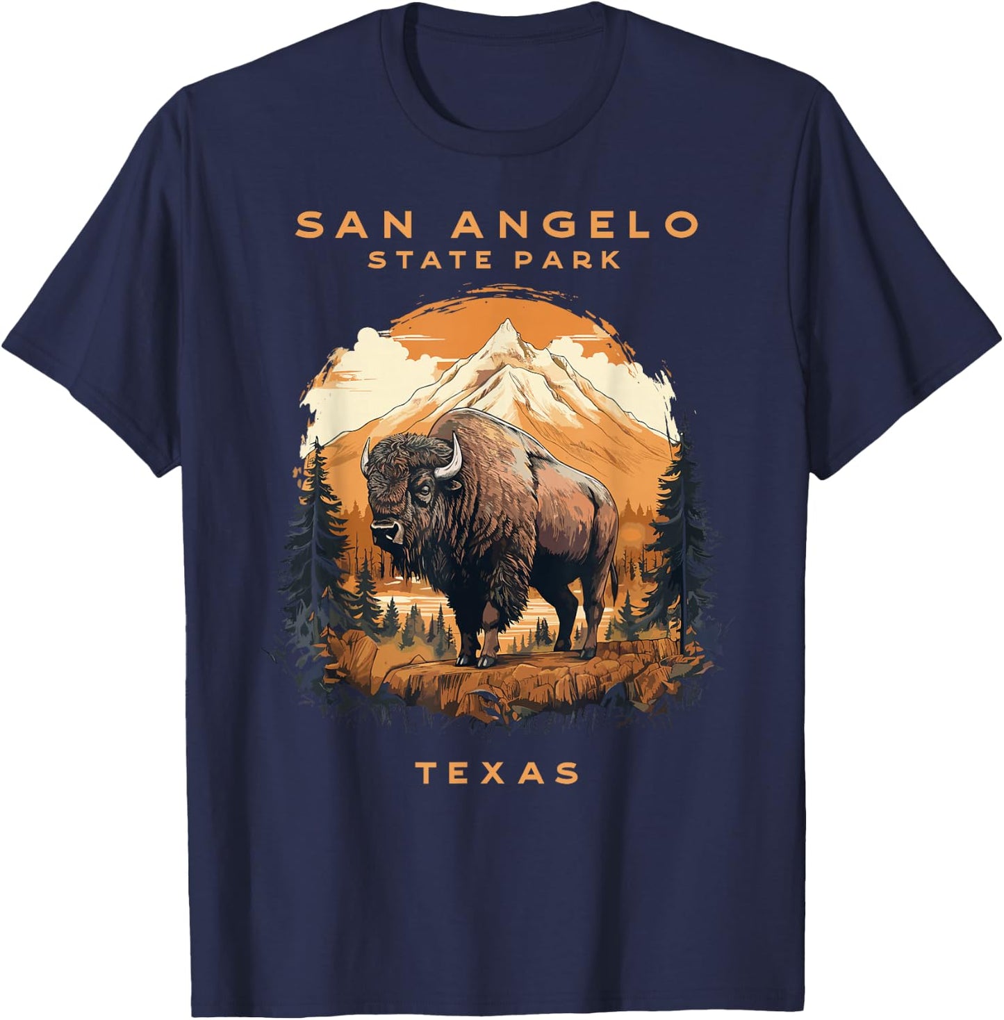 San Angelo Bison State Park Texas Vintage T-Shirt - T-Shirt | Navy