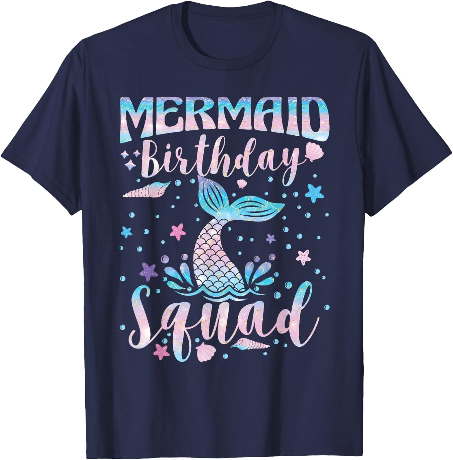 Mermaid Birthday Squad T-Shirt - T-Shirt | Navy