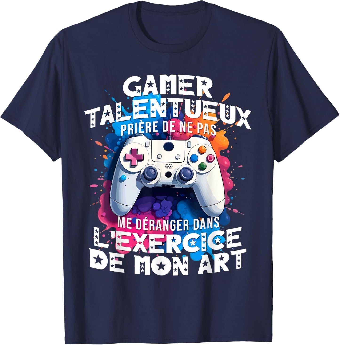 Talented gamer geek teen addicted video games console gaming , Black, S T-Shirt - T-Shirt | Navy