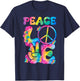 Peace Sign Love Tie Dye Style rétro années 70 et 80 T-Shirt - T-Shirt | Navy
