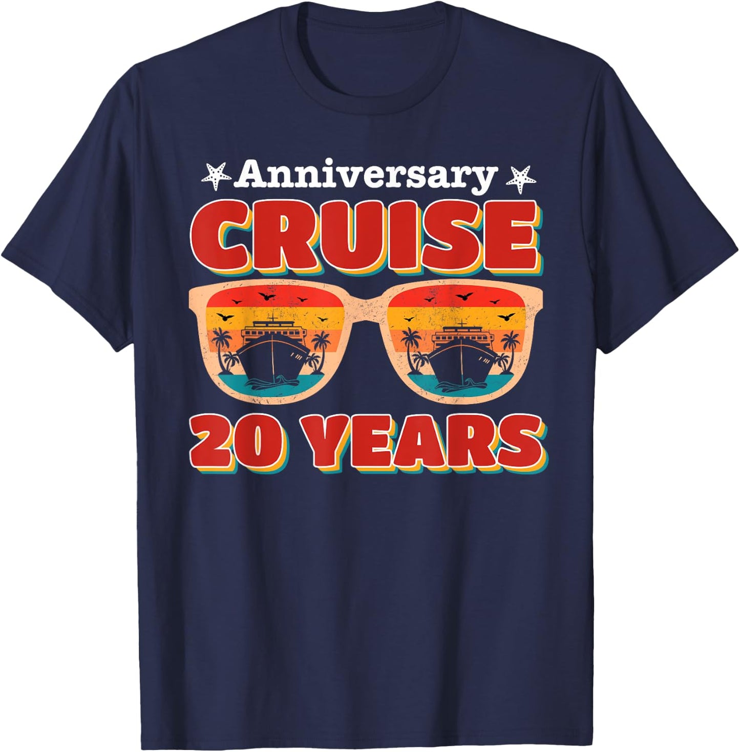 Anniversary Cruise 20 Years 2024 Husband Wife Couple Trip T-Shirt - T-Shirt | Navy