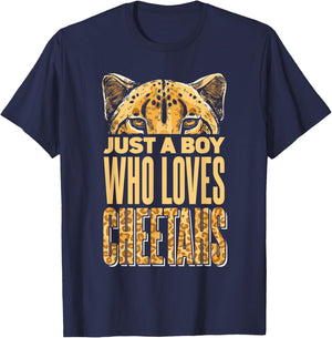 Wildlife Leopard Cheetah Boys T-Shirt - T-Shirt | Navy