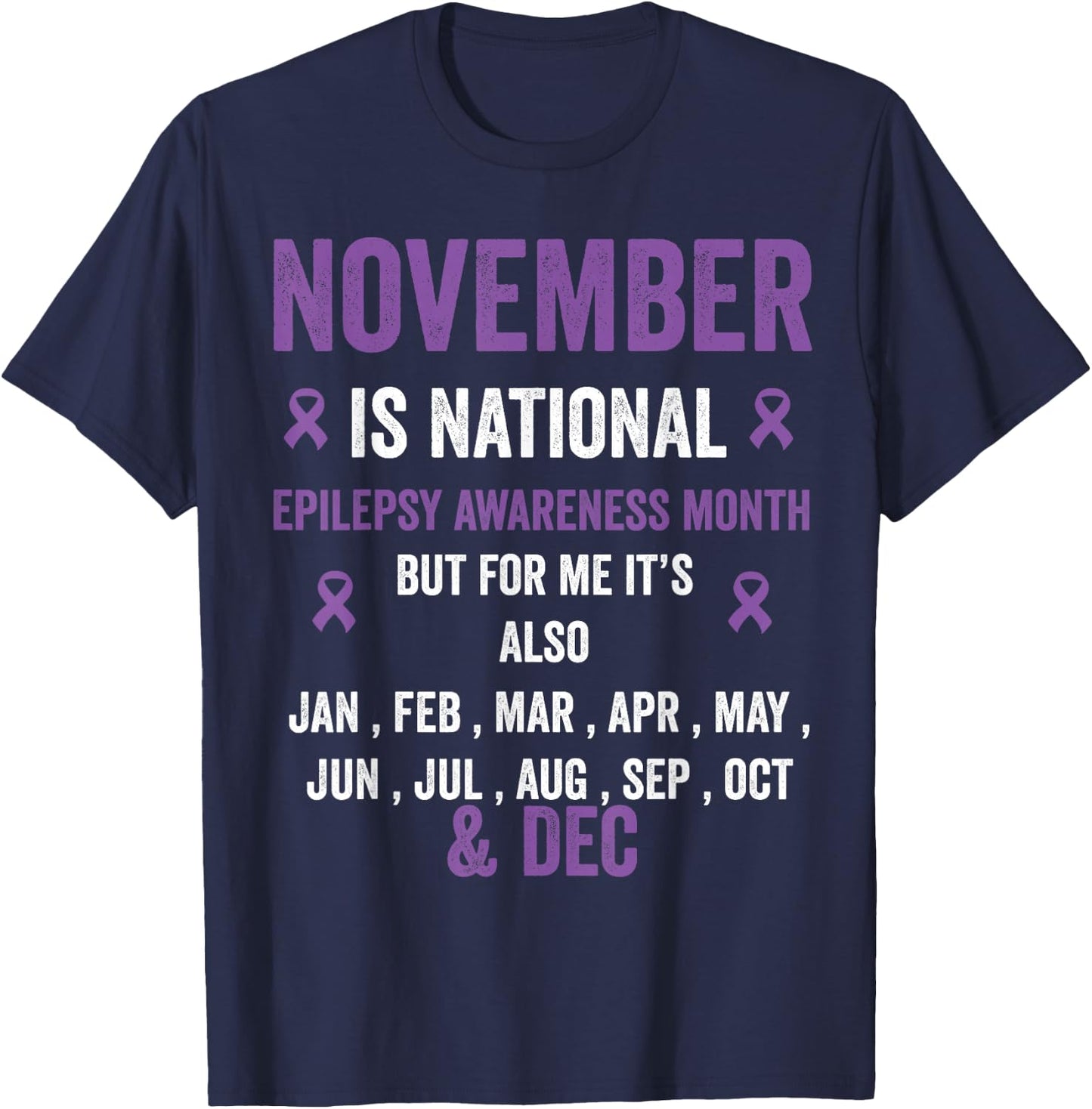 Epilepsy awareness purple ribbon - epilepsy awareness month T-Shirt - T-Shirt | Navy