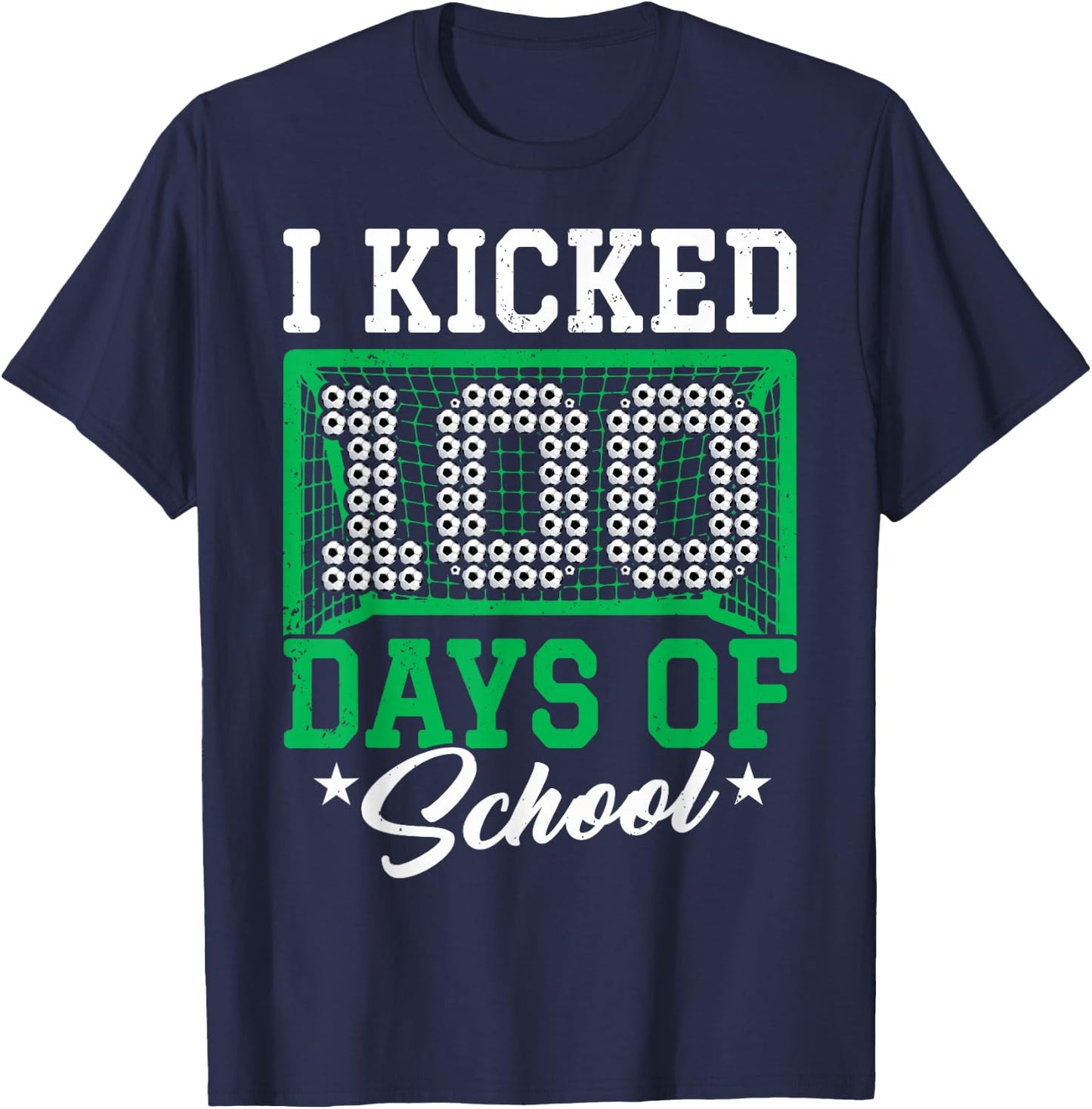 100 Days Of School Soccer 100th Day Of School For Boys Kids T-Shirt - T-Shirt | Navy