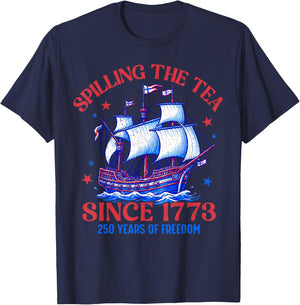Spilling The Tea Since 1773 US History Teacher 4th of July T-Shirt - T-Shirt | Navy