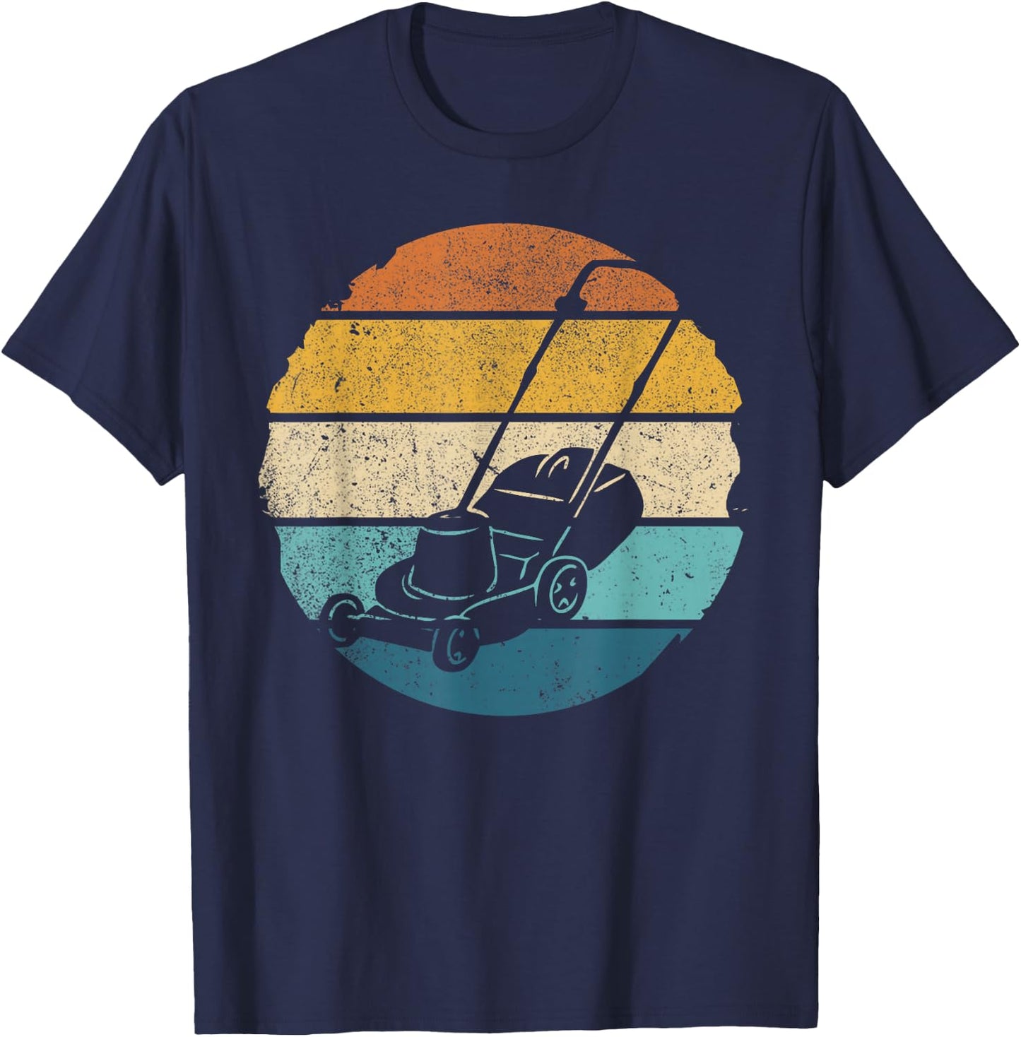 Vintage Lawn Mower - Gardener Landscaper Retro Lawnmower T-Shirt - T-Shirt | Navy