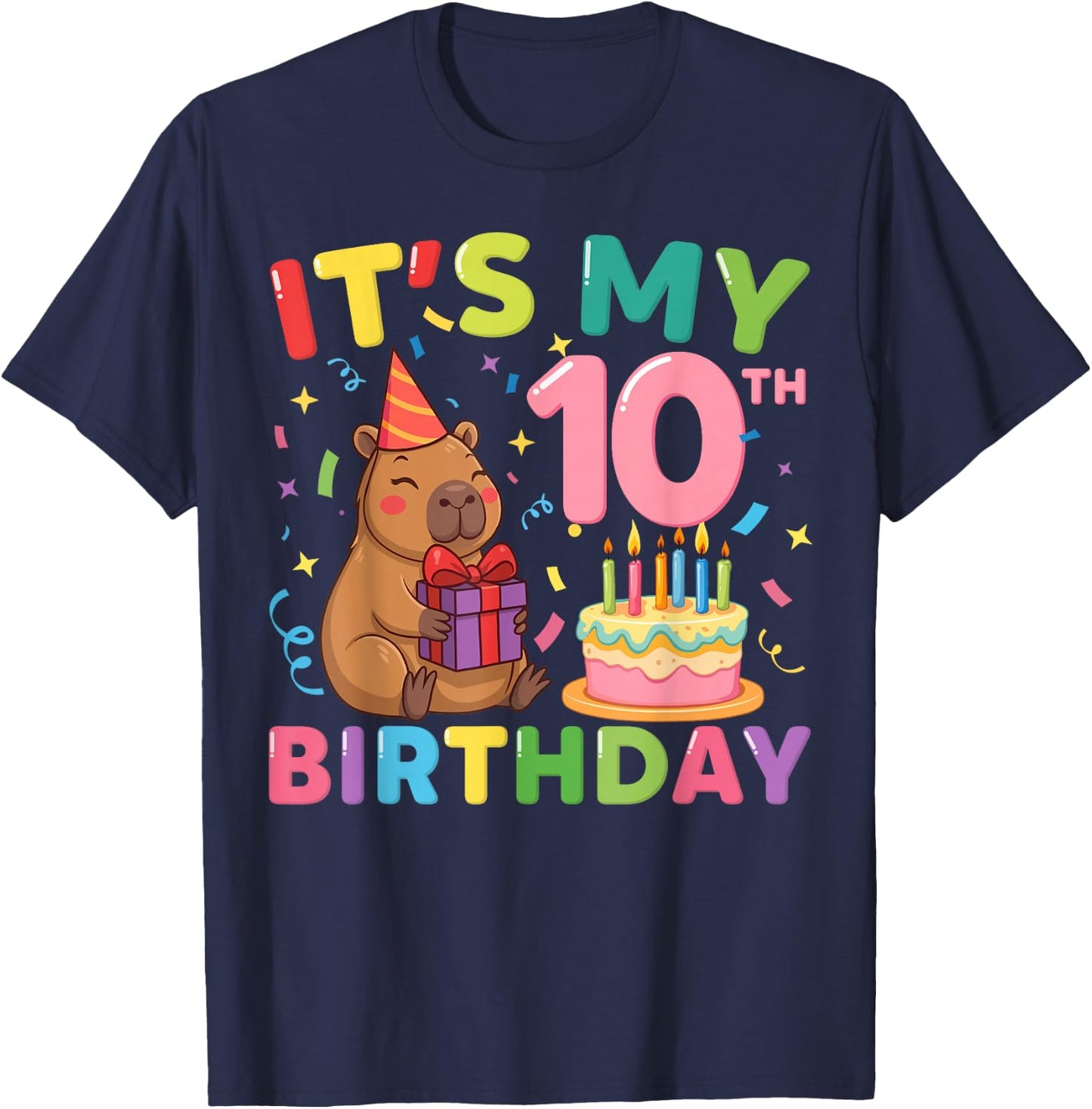 Es ist Mein 10. Geburtstag Capybara, 10 Jahre, Junge, Mädchen, Cappy T-Shirt - T-Shirt | Navy
