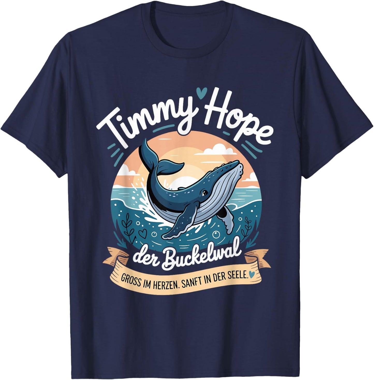 Timmy Hope Buckelwal Wal Meer Ozean Natur Design T-Shirt - T-Shirt | Navy
