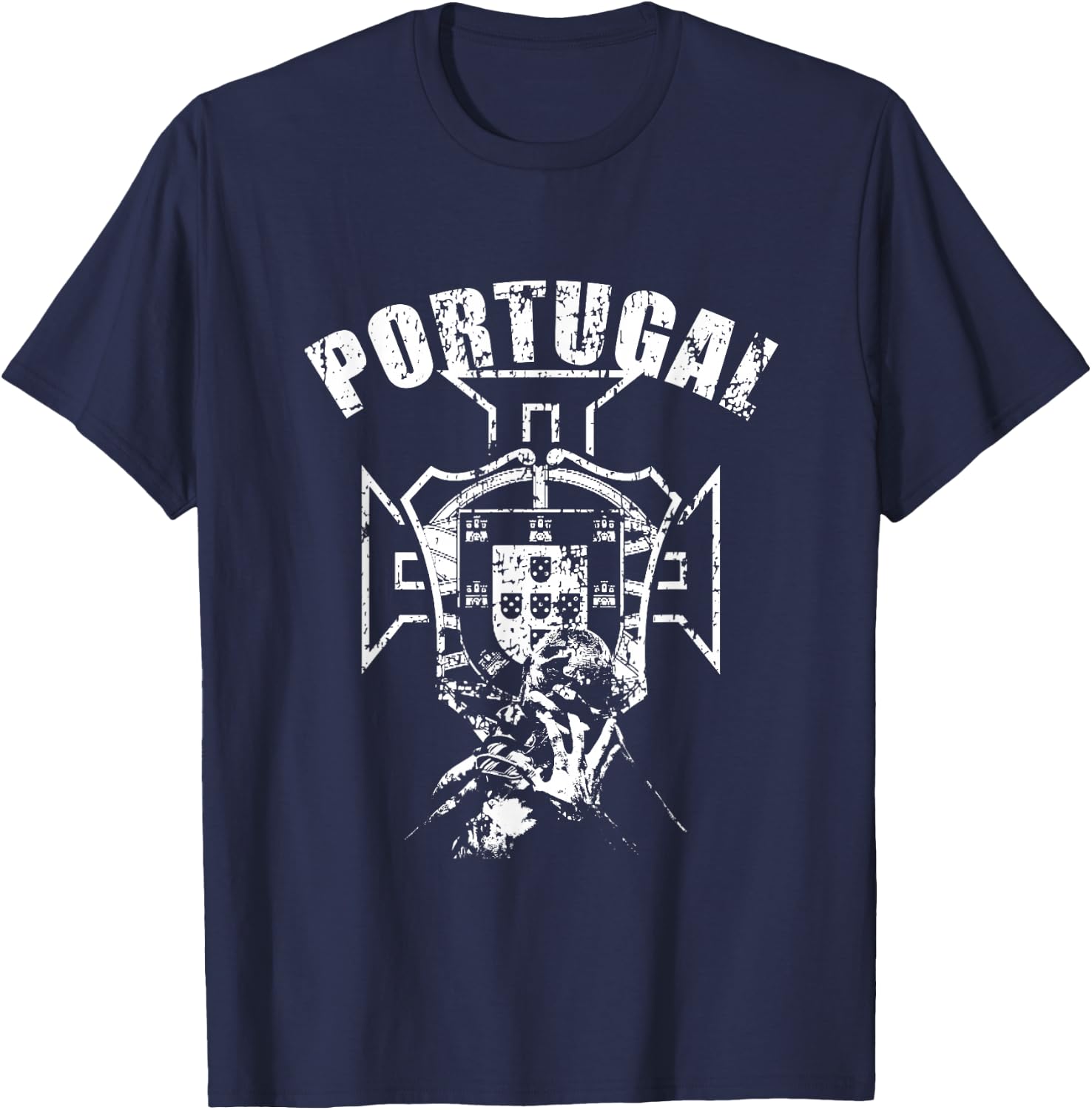 Portugal POR Soccer Fan , Black T-Shirt - T-Shirt | Navy