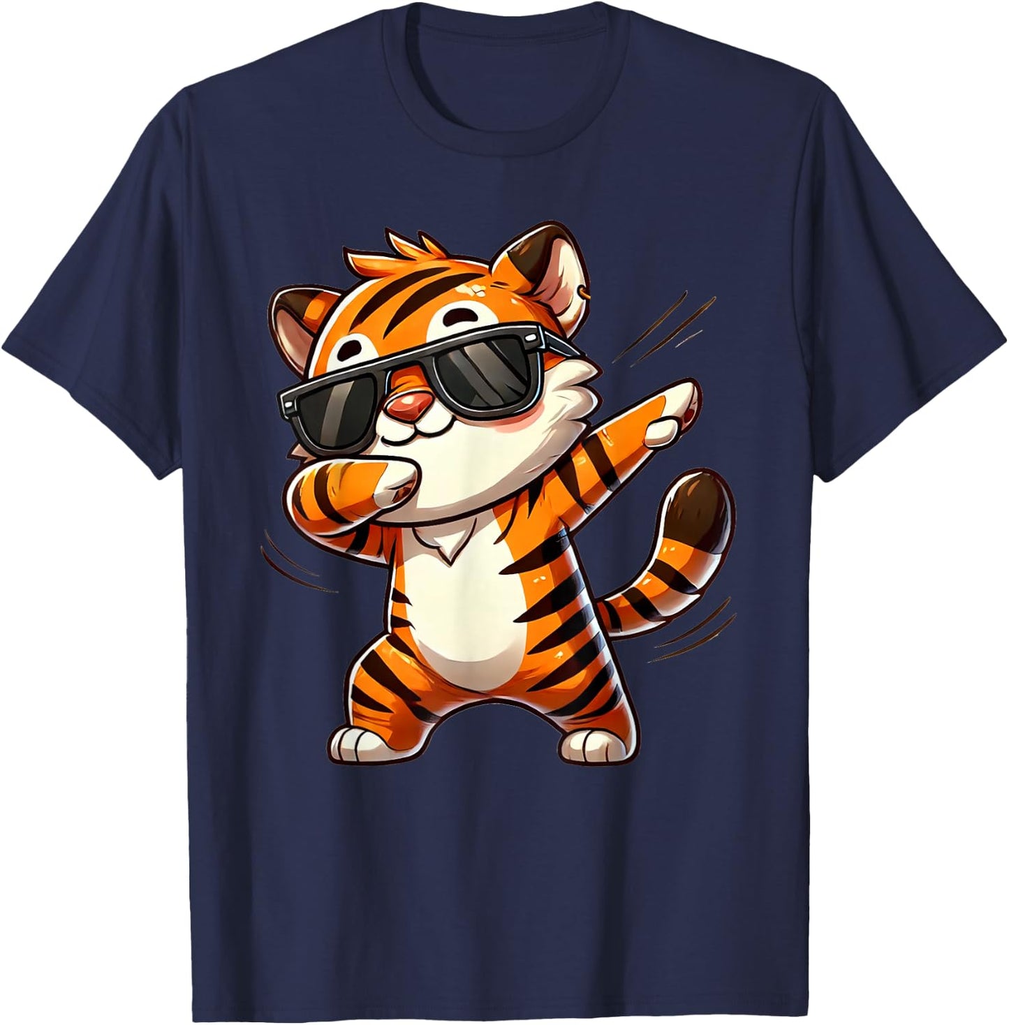 Tiger Dabbing | Süßer Tiger am Tanzen mit Tigermotiv T-Shirt - T-Shirt | Navy
