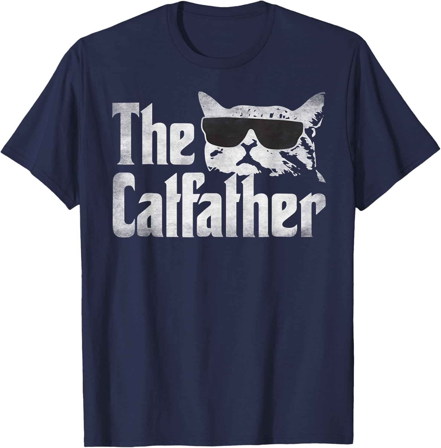 Men's The Catfather Funny Cat Dad Father's Day Vintage Father's Day , black T-Shirt - T-Shirt | Navy