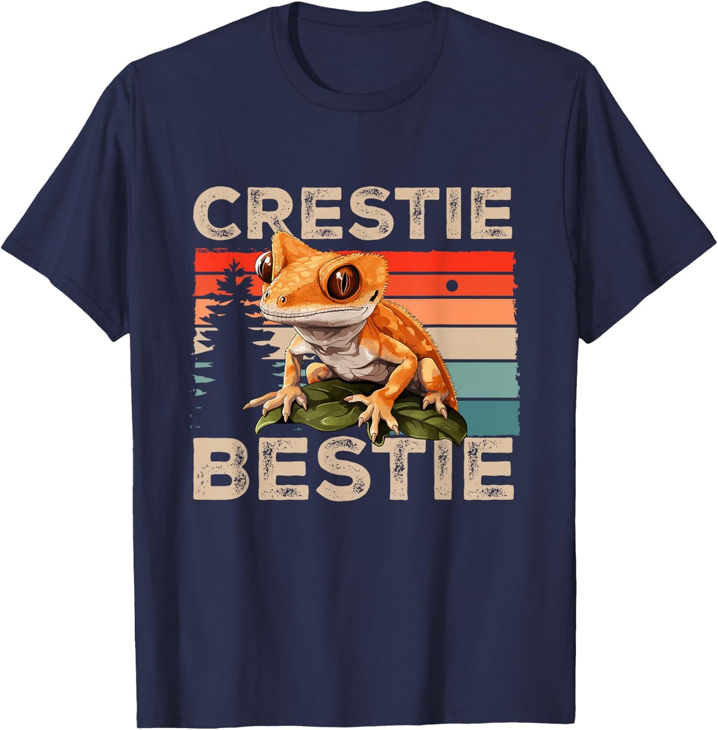 Crested Gecko Reptile - Crestie Bestie T-Shirt - T-Shirt | Navy