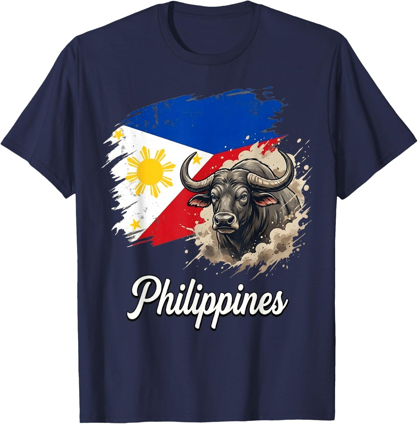 Philippines Flag Carabao Filipino Pride Design T-Shirt - T-Shirt | Navy