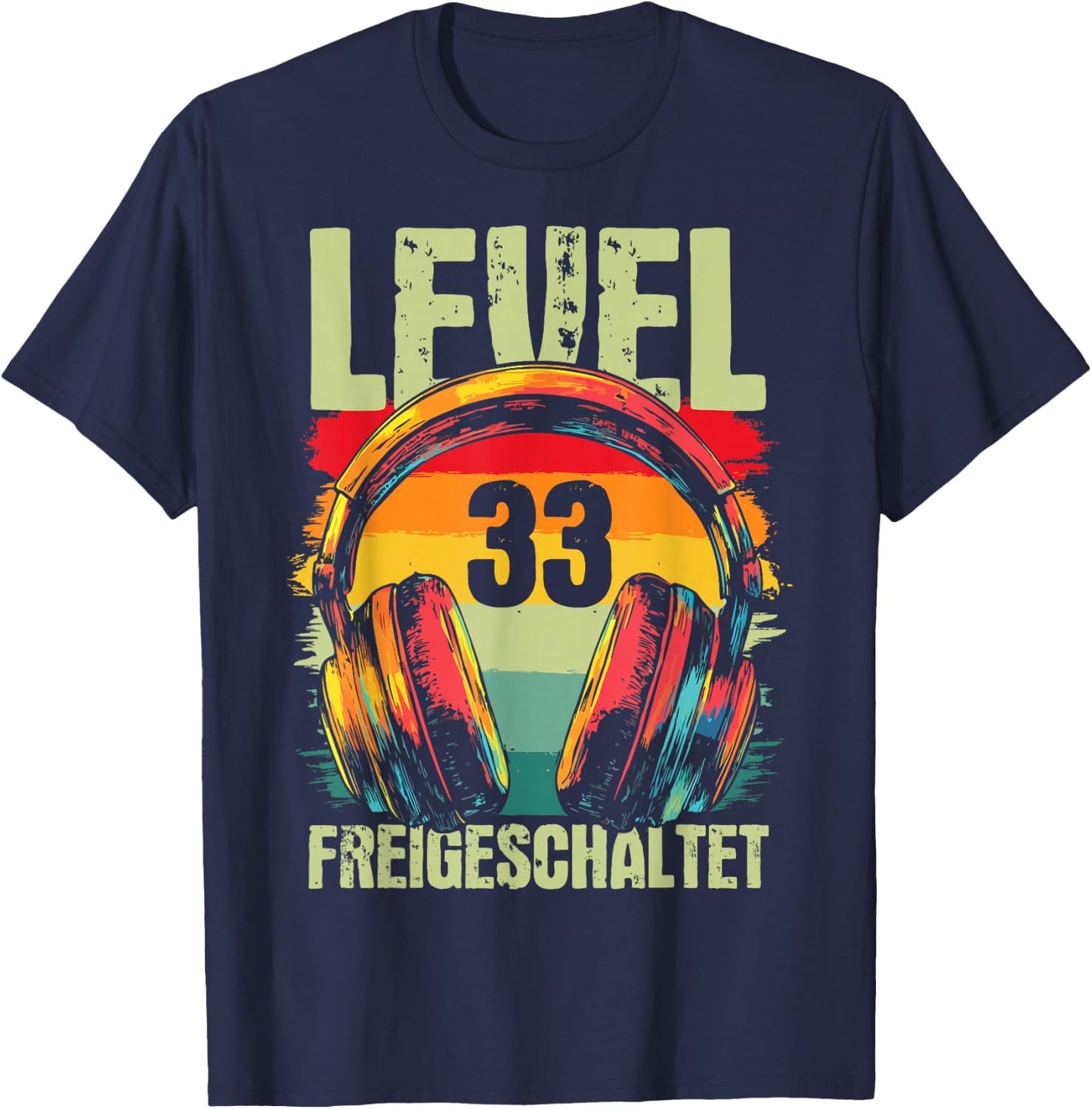 33rd Birthday Men's Video Gamer Level 33 Unlocked Man , black T-Shirt - T-Shirt | Navy