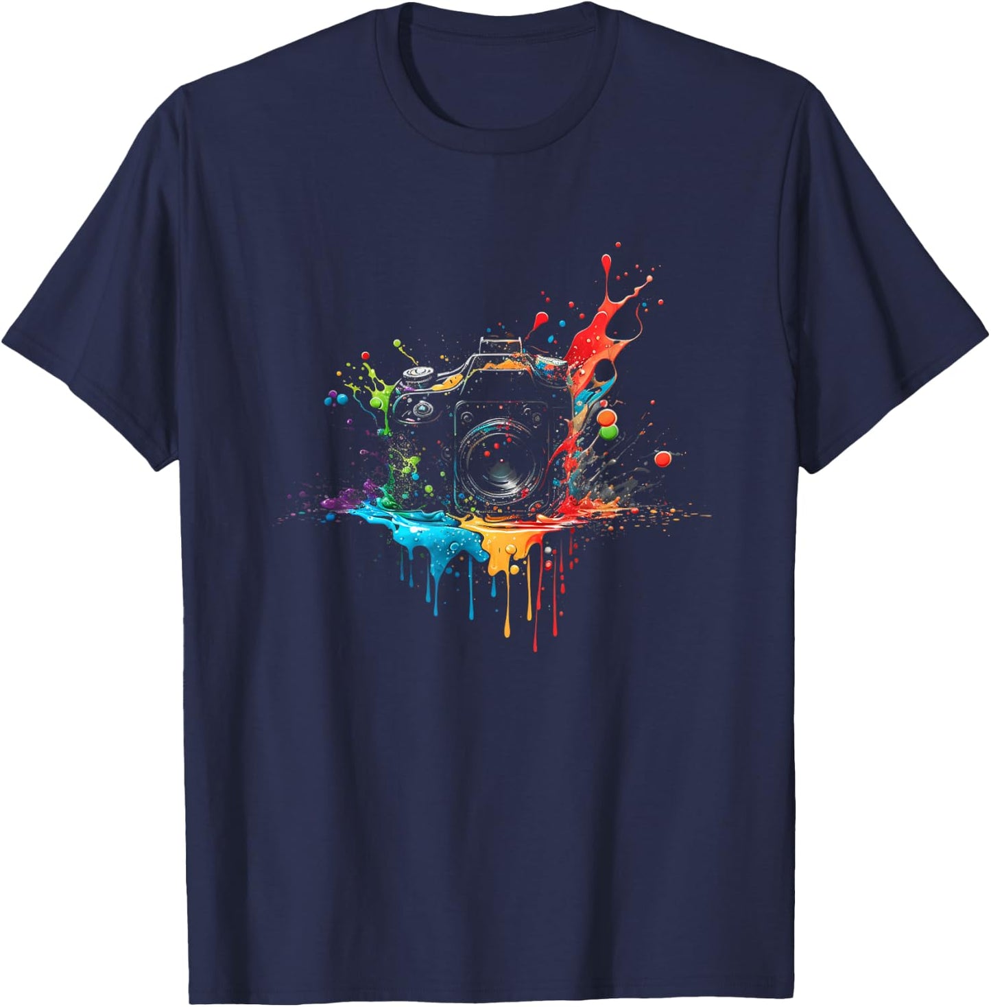 Camera Splash Art Photography SLR Photographer Retro , black T-Shirt - T-Shirt | Navy