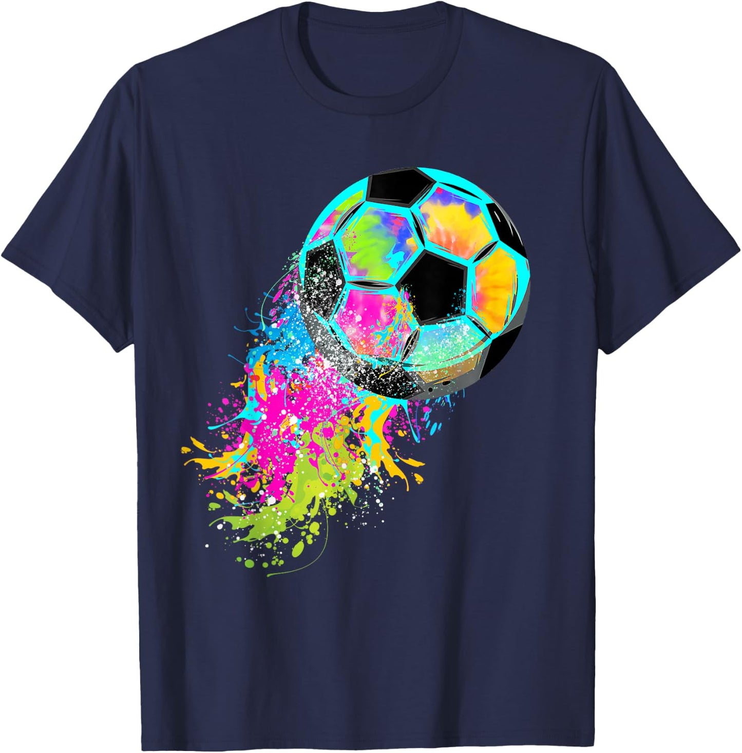Colorful Tie Dye Soccer Ball T-Shirt - T-Shirt | Navy