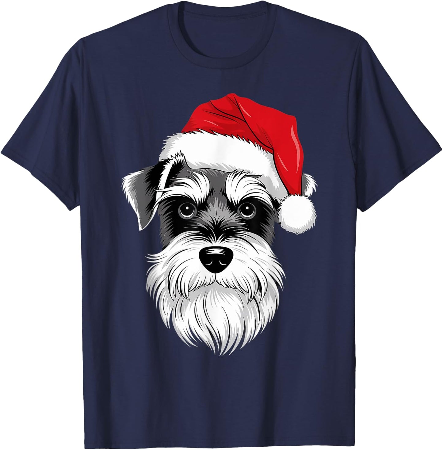 Mini Schnauzer Santa Dog on Miniature Schnauzer Christmas T-Shirt - T-Shirt | Navy