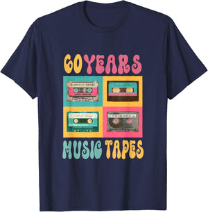 60 Jahre Musictapes Geburtstag Retro Nostalgie 1963 Kassette T-Shirt - T-Shirt | Navy