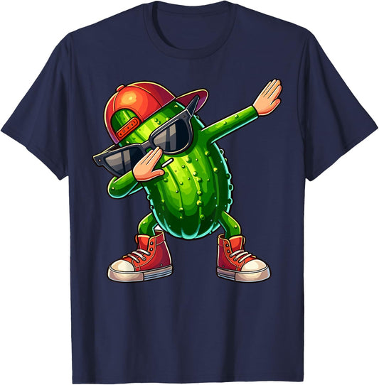 Dabbing Pickle Dancing Cucumber Lover Funny Pickle T-Shirt - T-Shirt | Navy