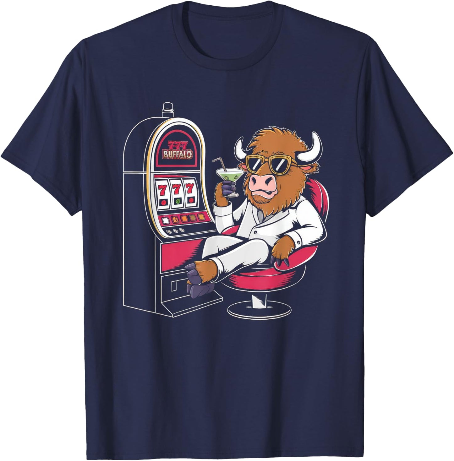Lucky Buffalo Casino Slot Machine Gambling Gift Gambler T-Shirt - T-Shirt | Navy