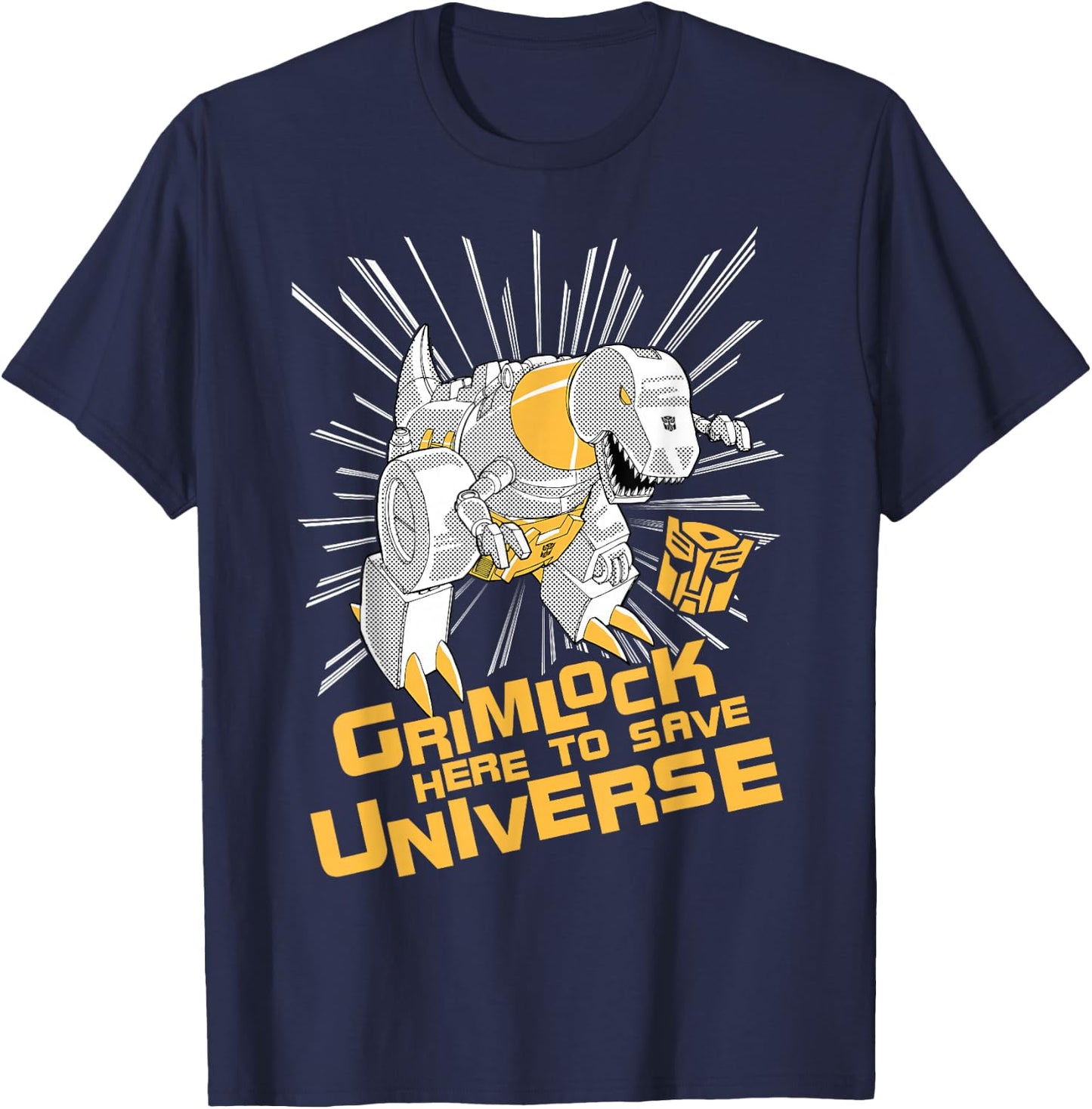 Transformers Grimlock Here To Save Universe Retro Vintage T-Shirt - T-Shirt | Navy