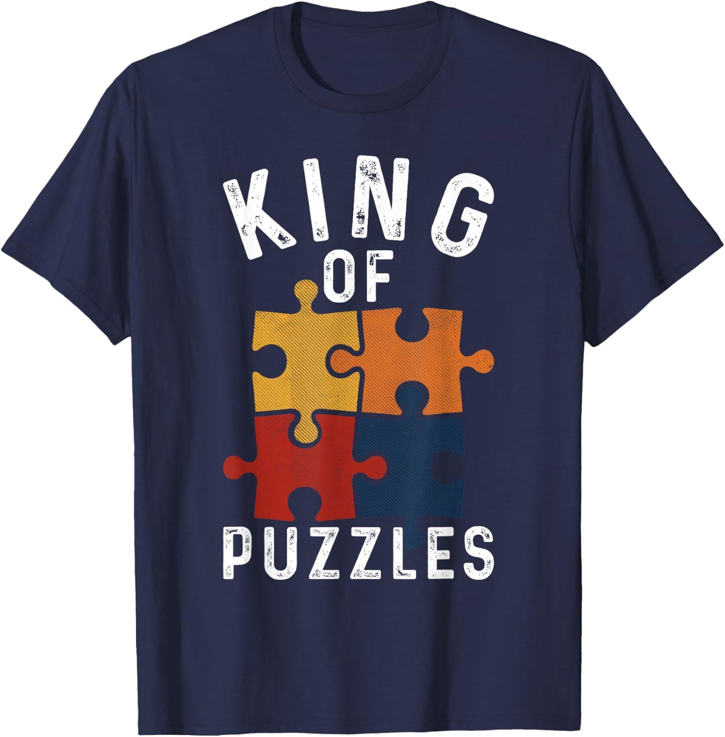 King Of Puzzles Retro Jigsaw Puzzle Lover Graphic T-Shirt - T-Shirt | Navy