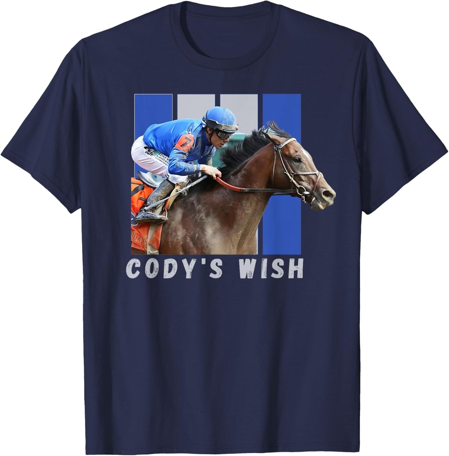 Cody's Wish Horse Racing Thoroughbred, Del Mar, Santa Anita T-Shirt - T-Shirt | Navy