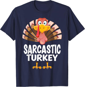 Thanksgiving Sarcastic Turkey Matching Pajama T-Shirt - T-Shirt | Navy