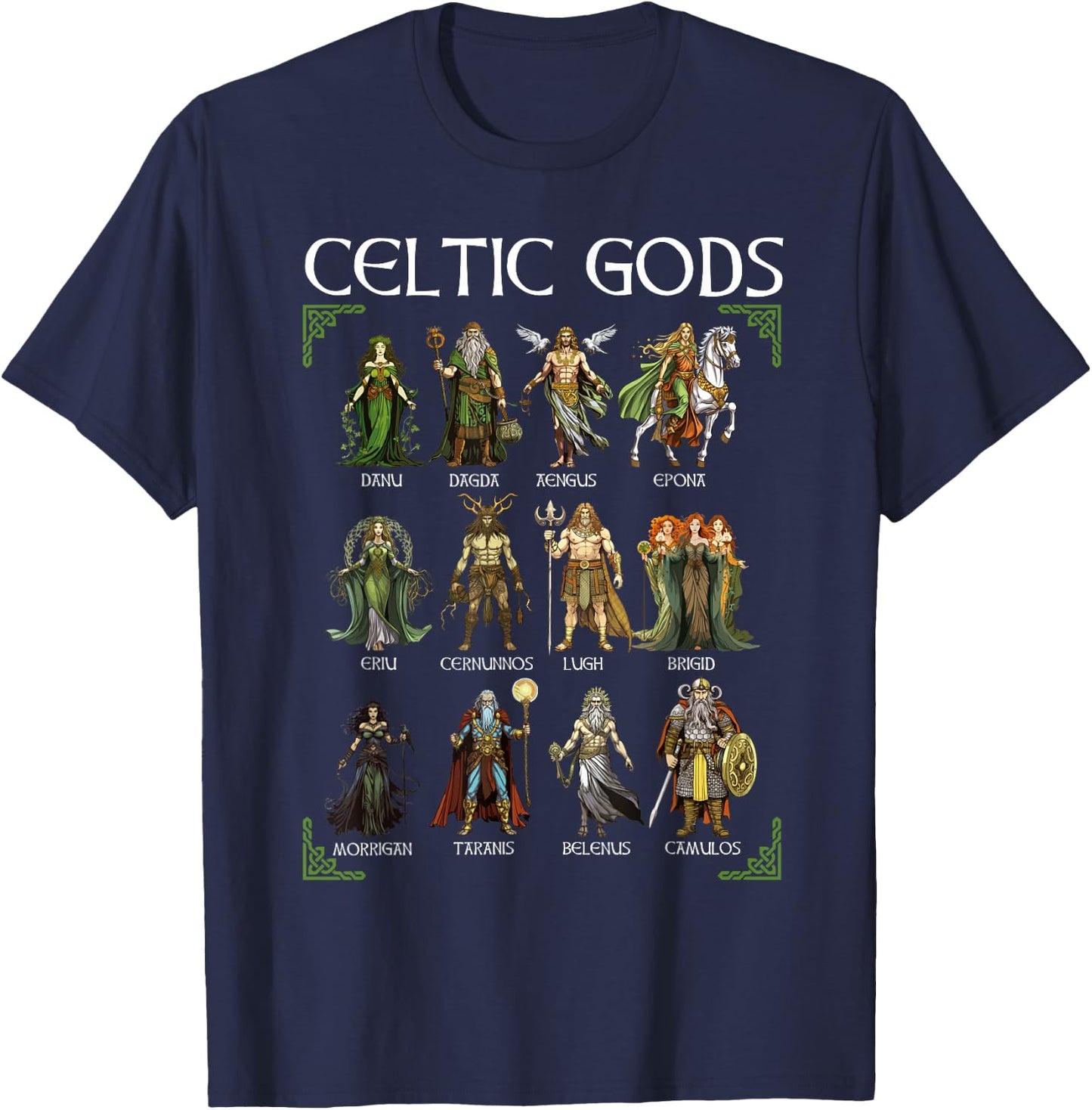 Celtic Mythology Viking Warrior Gods Nordic Irish Scottish , Black, S T-Shirt - T-Shirt | Navy