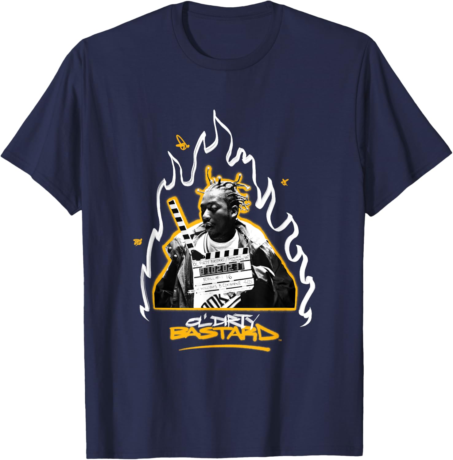 Ol' Dirty Bastard | Shimmy Headliner | Wu Tang Clan Urban , Black, S T-Shirt - T-Shirt | Navy