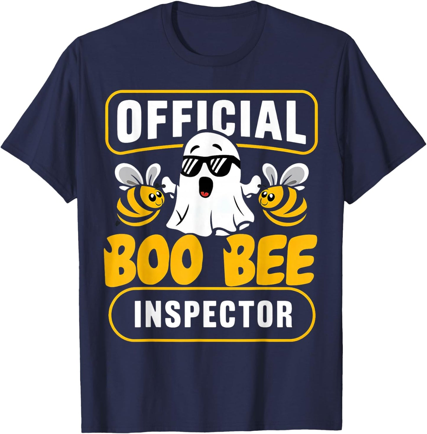 Official Boo Bee Inspector Halloween Humor Funny Ghost T-Shirt - T-Shirt | Navy