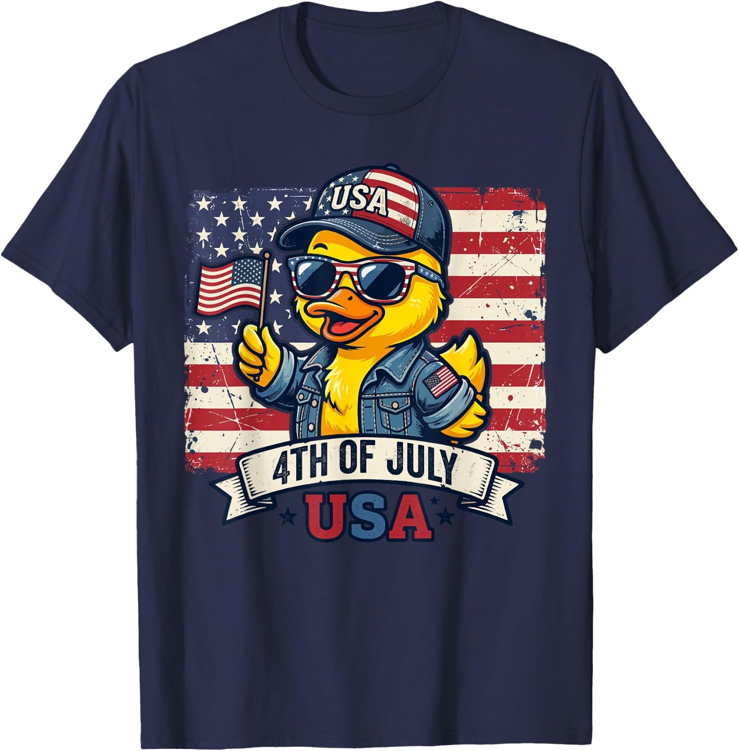 July 4th Shirts , Cool American Flag Rubber Duck T-Shirt - T-Shirt | Navy