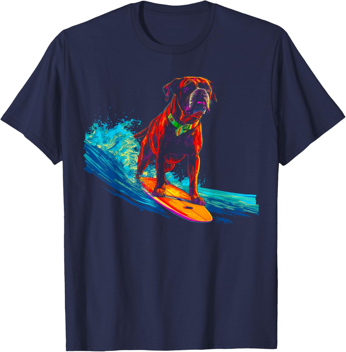 Boxer Dog Surf T-Shirt - T-Shirt | Navy