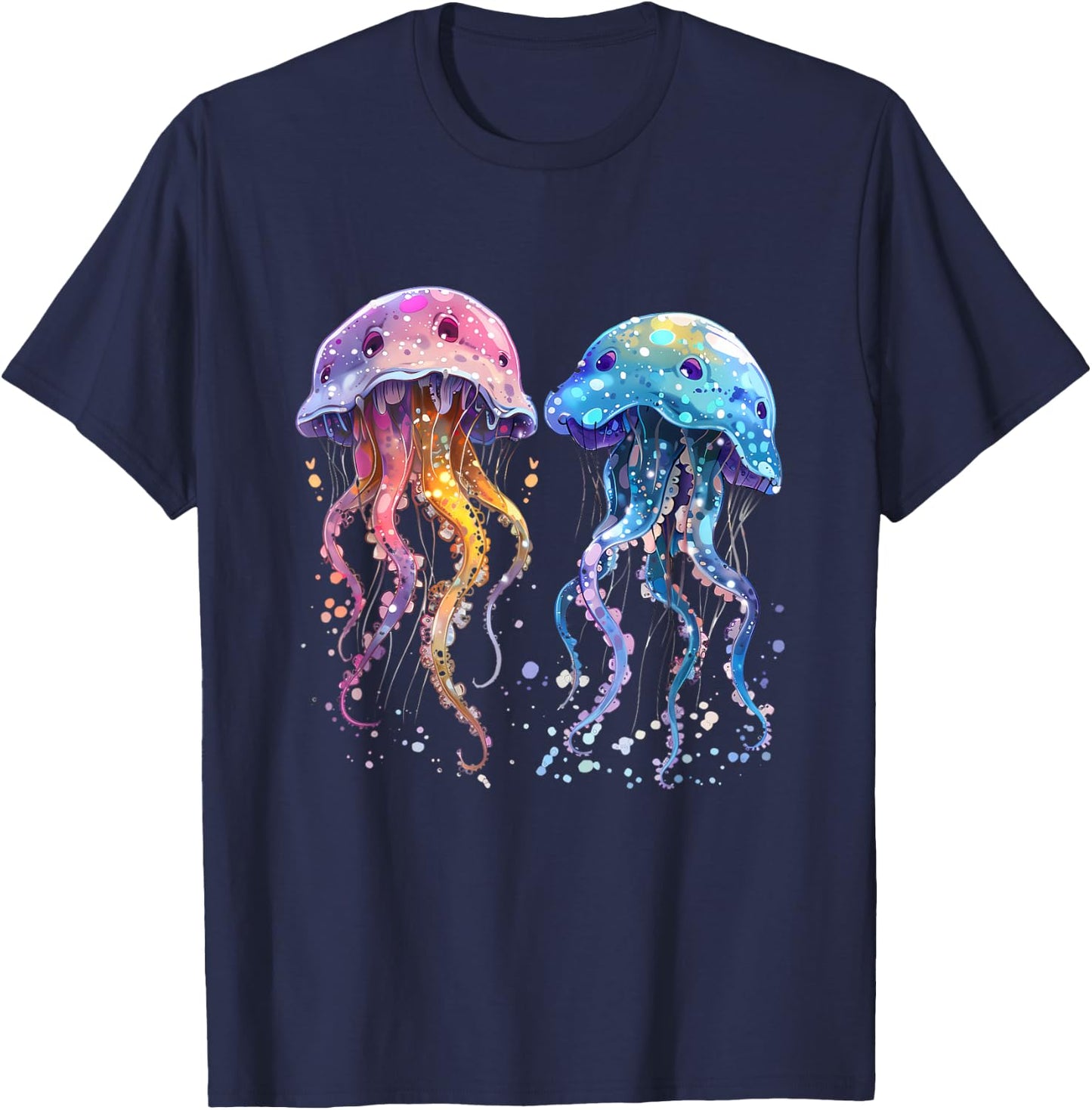 Jellyfish Marine Mammal Artwork Sea Ocean Jellyfish Motif T-Shirt - T-Shirt | Navy