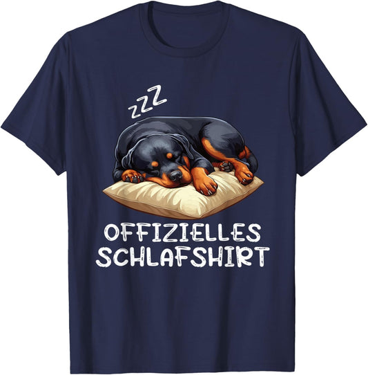 Official Sleep Shirt Rottweiler Dog Lover Dog , black T-Shirt - T-Shirt | Navy