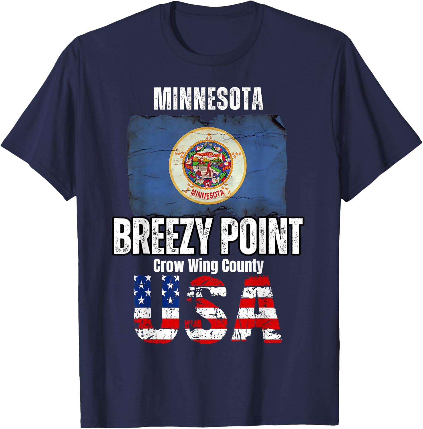 Breezy Point, Minnesota MN, Crow Wing County T-Shirt - T-Shirt | Navy