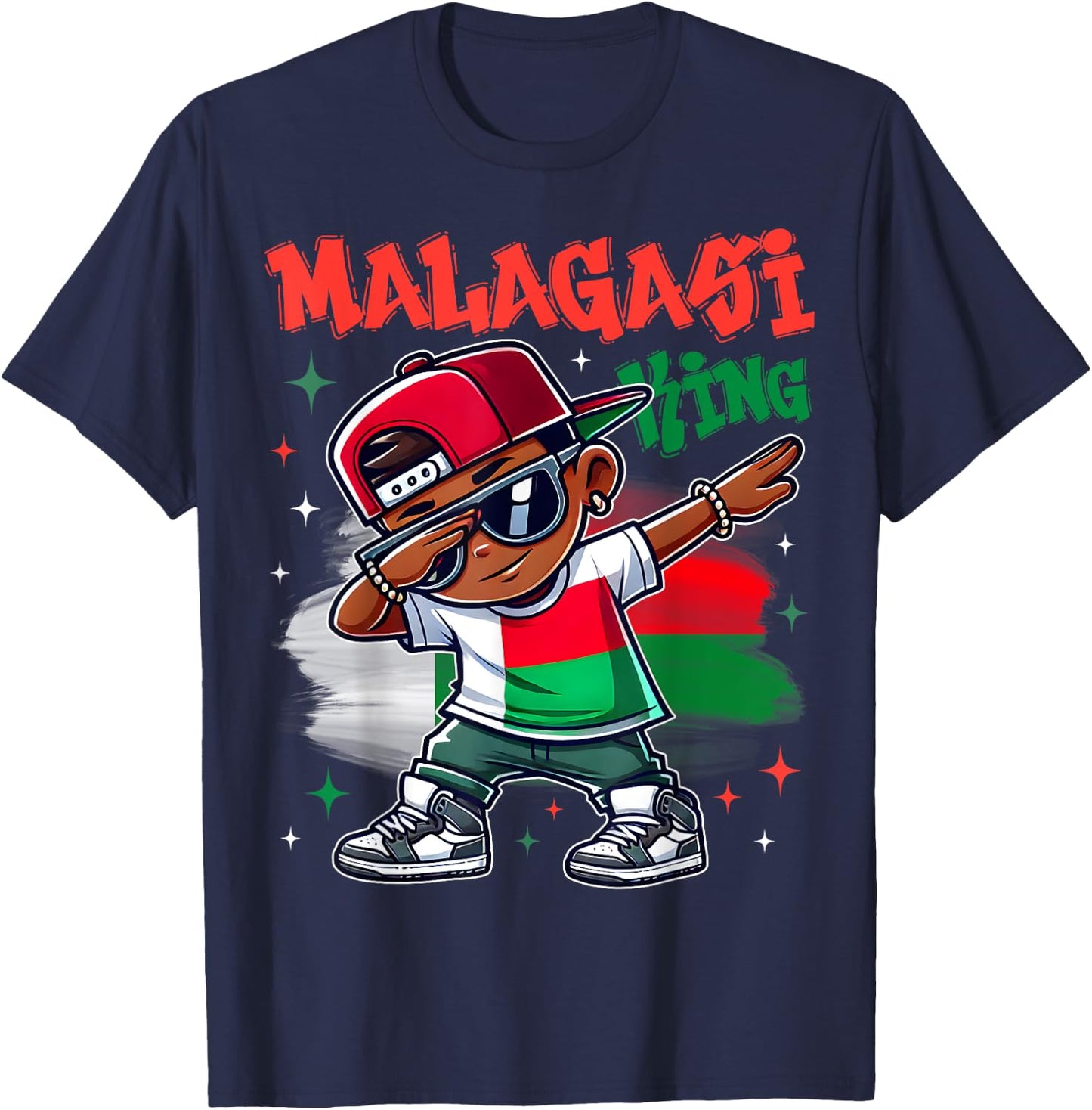 Malagasi King Flag Dabbing of Madagascar Pride for Kids T-Shirt - T-Shirt | Navy